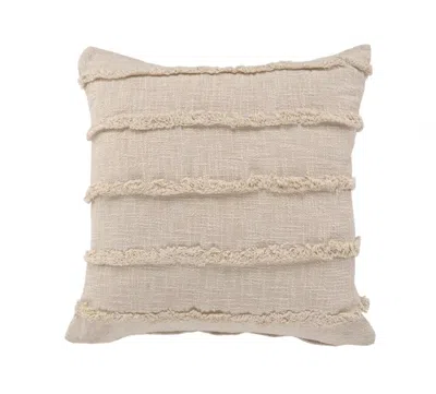 Breebe 20" Beige And Tan Striped Cotton Throw Pillow Cover