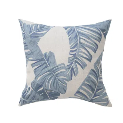 Breebe 20" Blue And Ivory Beach Floral Cotton Throw Pillow Cover