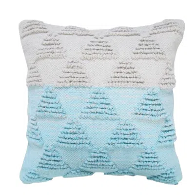 Breebe 20" Blue And White Geometric Cotton Throw Pillow Cover With Texture