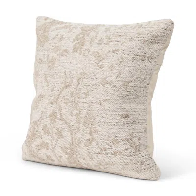 Breebe 20" Cream And Beige Abstract Cotton Throw Pillow Cover With Texture