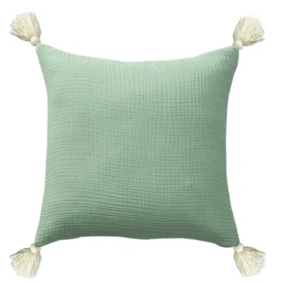 Breebe 20" Green And Ivory Cotton Throw Pillow