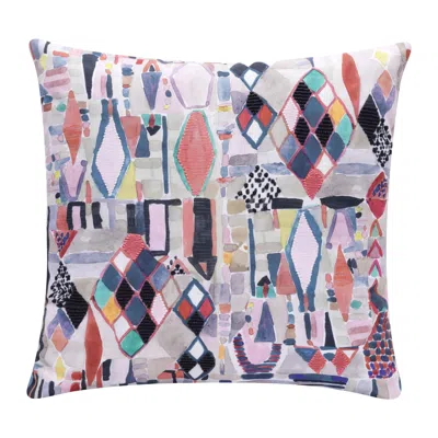 Breebe 20" Grey Blue And Red Abstract Throw Pillow Cover