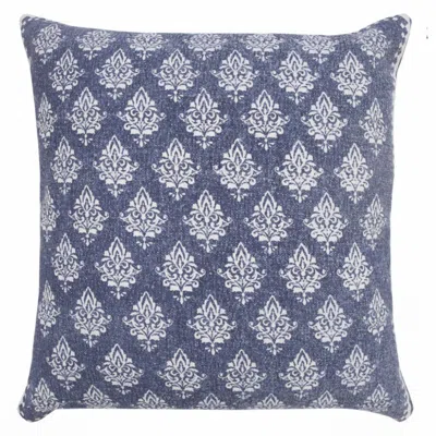 Breebe 20" Indigo And White Cotton Motif Throw Pillow