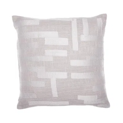 Breebe 20" Ivory Geometric Cotton Blend Throw Pillow With Embroidery