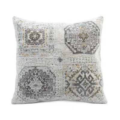Breebe 20" Light Grey And Ivory Medallion Throw Pillow