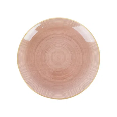 Breebe 20 Pack 13" Economy Plastic Charger Plates - Transparent Dusty Rose Swirl Design With Gold Rim, Styl