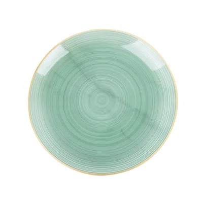 Breebe 20 Pack 13" Economy Plastic Charger Plates - Transparent Dusty Sage Green Swirl Design With Gold Rim