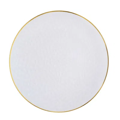 Breebe 20 Pack Economy Plastic Round Charger Plates 13" In Clear Hammered Design With Gold Rim - Table Sett