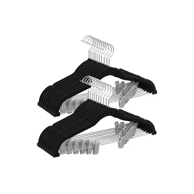 Breebe 20-pack Velvet Pants Hangers With Adjustable Clips Black