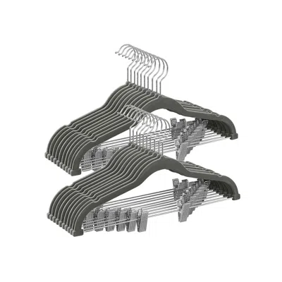 Breebe 20-pack Velvet Pants Hangers With Adjustable Clips Grey