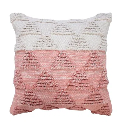 Breebe 20" Pink And White Geometric Cotton Throw Pillow Cover With Texture