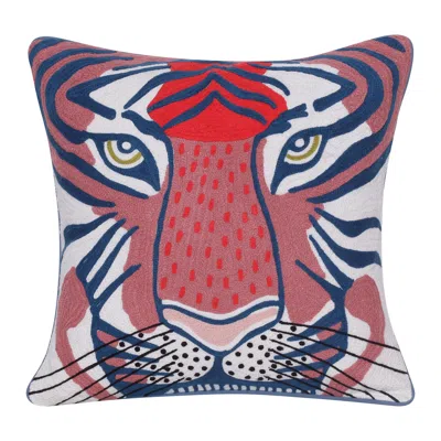 Breebe 20" Red And Blue Cotton Throw Pillow Cover