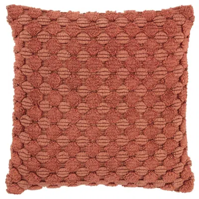 Breebe 20" Terra Cotta Cotton Throw Pillow With Texture