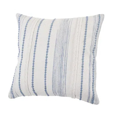 Breebe 20" White And Blue Beach Striped Cotton Throw Pillow Cover