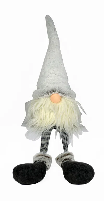 Breebe 20" White Blue And Black Fabric Christmas Santa And Mrs. Claus Standing Gnome In Gray