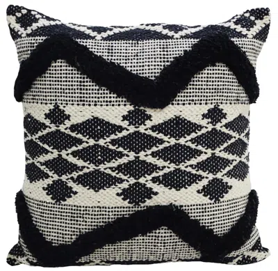 Breebe 20" X 20" Black And White Chevron Textural Cotton Blend Throw Pillow