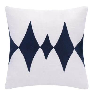 Breebe 20" X 20" Blue And White 100% Cotton Diamond Zippered Pillow