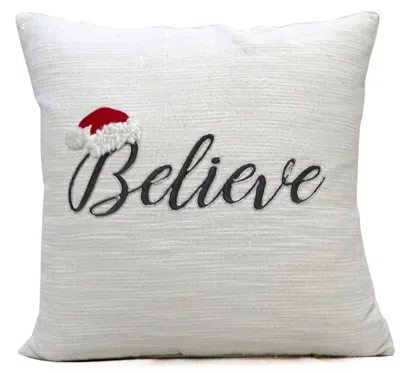 Breebe 20" X 20" White Cotton Blend Believe Christmas Throw Pillow