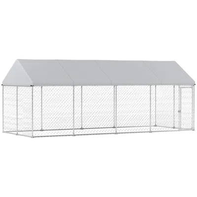 Breebe 20 X 7.5 X 8 Ft Outdoor Dog Run Enclosure With Secure Latch In Silver