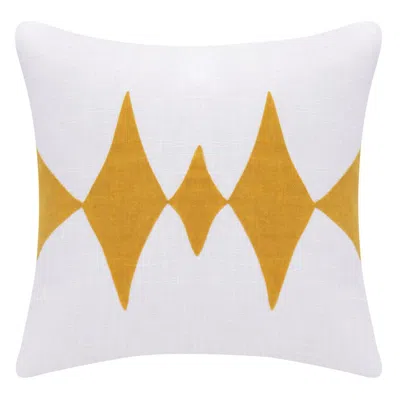 Breebe 20" Yellow And White Cotton Diamond Throw Pillow