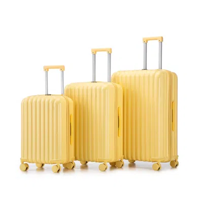 Breebe 20'/24'/28' 3 Pcs/set In Abs Spinner Wheel Luggage, Carry On Suitcase, With Cup Holder & Usb Port & 