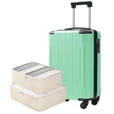 Breebe 20-inch Hardshell Carry-on Luggage, Built-in Tsa Lock, 2 Packing Cubes In Green