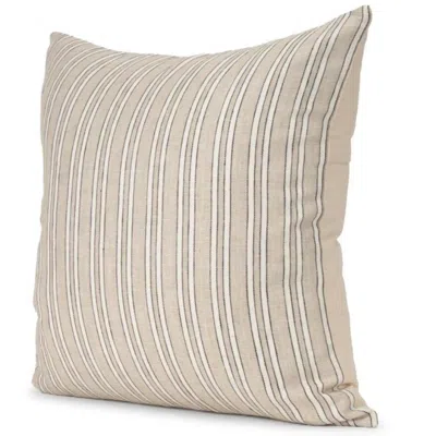 Breebe 22" Beige And Black Striped Cotton Blend Throw Pillow Cover With Texture