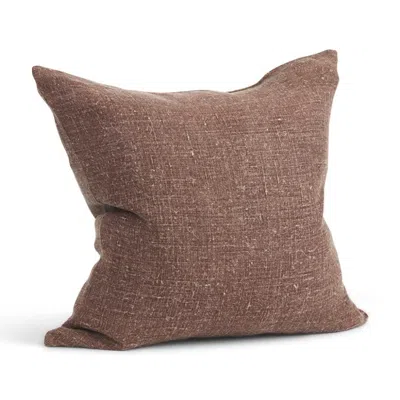 Breebe 22" Brown Linen Throw Pillow Cover With Texture