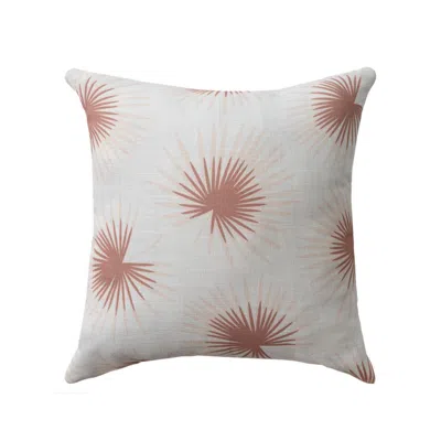 Breebe 22" Coral And Off White Floral Throw Pillow