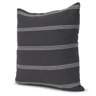 Breebe 22" Grey Striped Linen Throw Pillow Cover