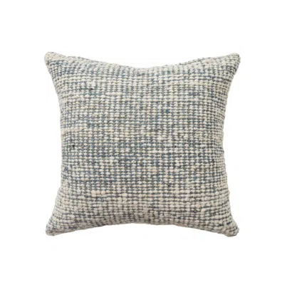 Breebe 22" Ivory And Blue Striped Wool Blend Throw Pillow