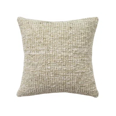 Breebe 22" Ivory And Green Striped Wool Blend Throw Pillow