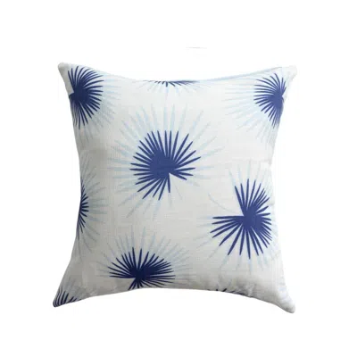 Breebe 22" Navy Blue And White Floral Throw Pillow
