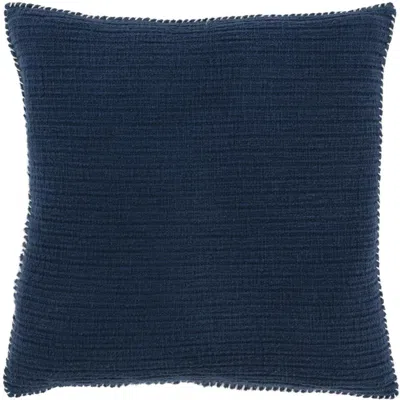 Breebe 22" Navy Blue Striped Cotton Throw Pillow