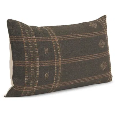 Breebe 22" X 22" Dark Green And Tan Lumbar Geometric Cotton Throw Pillow Cover With Texture