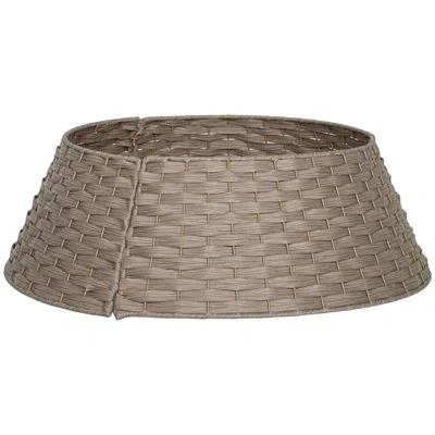 Breebe 2.25 Ft Rustic Christmas Tree Skirt Plastic Woven Tree Collar Coffee In Brown