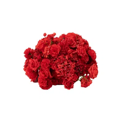 Breebe 22-inch Red Silk Flower Grand Centerpiece - Pre-arranged Artificial Rose, Hydrangea & Chrysanthemum 