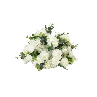 Breebe 22-inch White Silk Flower Grand Centerpiece - Pre-arranged Artificial Rose, Hydrangea & Chrysanthemu