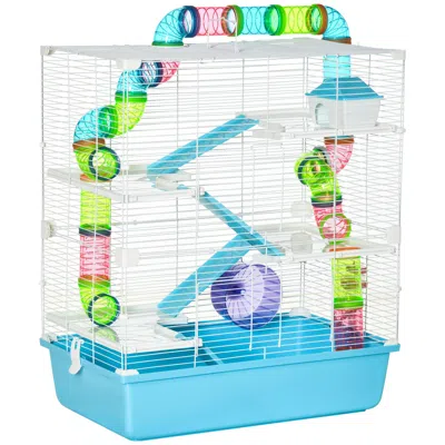 Breebe 23" 5-tier Hamster Cage With Tubes, Wheel & Accessories In Blue