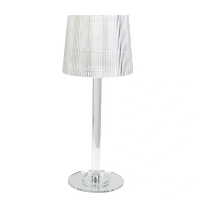 Breebe 23" Crystal Candle Lamp With Ribbed Shade - Clear Acrylic Column Candle Holder For Tealight & Taper 