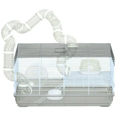 Breebe 23" Small Animal Cage With Tubes, Wheel, Bottle & Dish In Gray