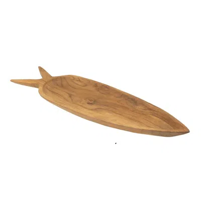 Breebe 23.6 X 6.3x2" Teak Wood Decorative Plate With Carrot Shape In Neutral