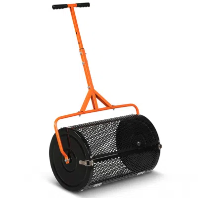 Breebe 24 Inch Compost Spreader Peat Moss Spreader Roller With Height-adjustable T-shaped Handle In Black