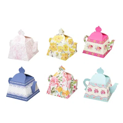 Breebe 24 Pack Cardboard Favor Boxes In Mixed Vintage Floral Tea Pot Design - Elegant Gift Box For Weddings In Multi