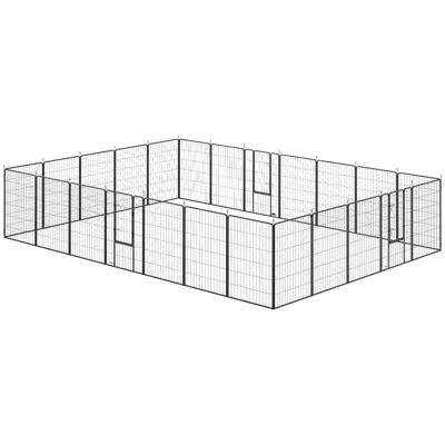 Breebe 24 Panel Dog Playpen Indoor Outdoor 44.5 Inch With Lockable Door In Black
