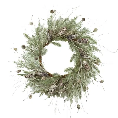 Breebe 24" Pine/pinecone Wreath, Green