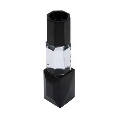 Breebe 2.4 X 2.4 X 9.4" Black And Clear Tealight Candle Holder