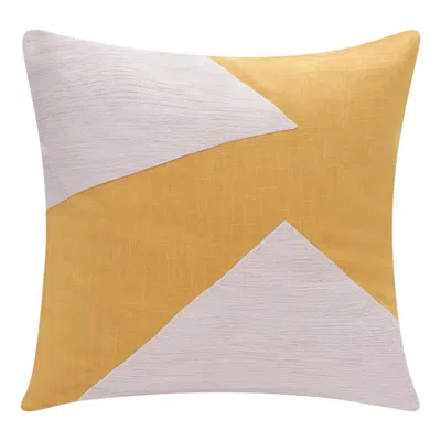 Breebe 24" X 24" Yellow And Ivory 100% Cotton Abstract Zippered Pillow