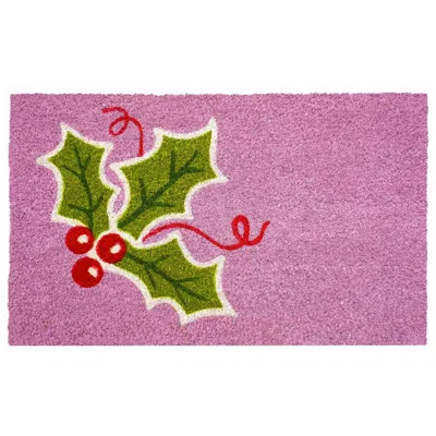 Breebe 24" X 36" Pink Green And Red Christmas Outdoor Coir Door Mat