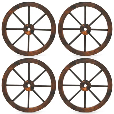 Breebe 24-inch Carbonized Fir Wood Wagon Wheel Decorative Accent In Brown